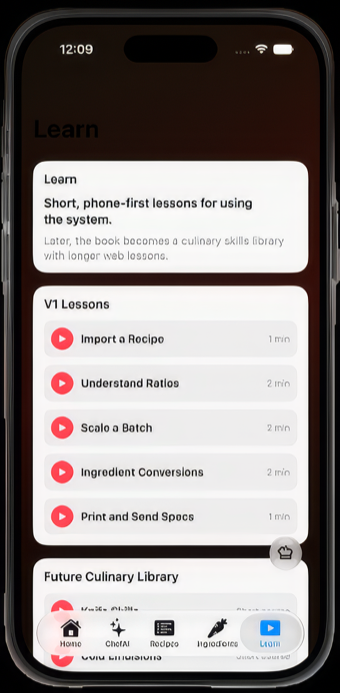 Learn screen